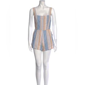 Reformation Striped Square Neckline Romper XS